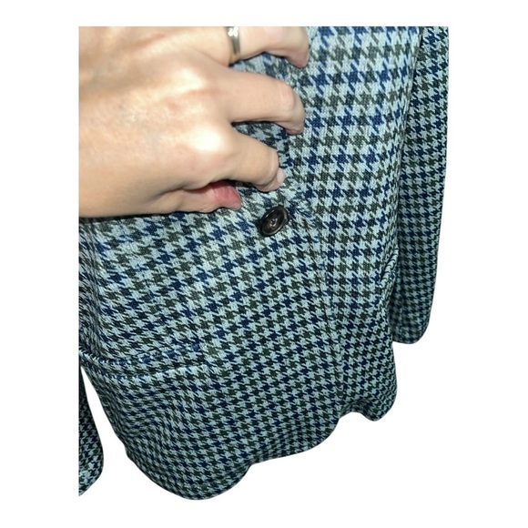 Lands' End Green and Blue Houndstooth Blazer Classic Notched Lapel - Picture 6 of 13